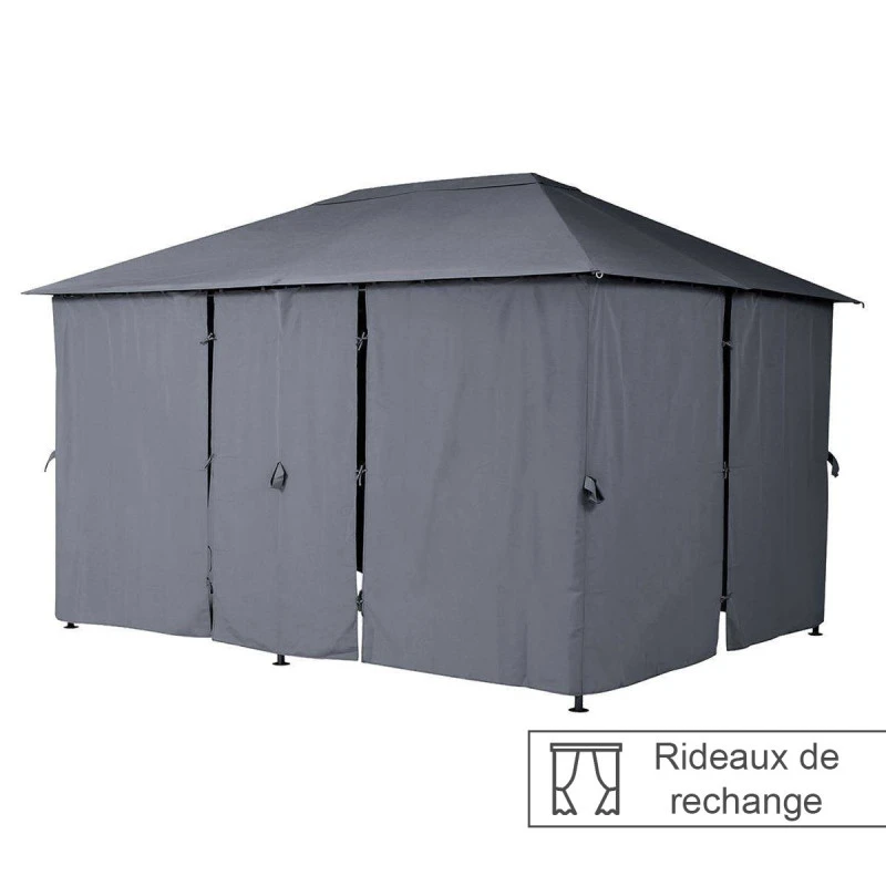 Jeu De 6 Rideaux Gris Ardoise Pour Tonnelle Santorini Et Thira 4 Jeu De 6 Rideaux Gris Ardoise Pour Tonnelle Santorini Et Thira – Image 2