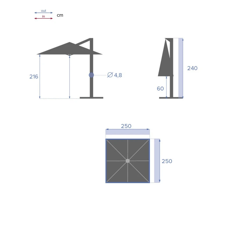 Parasol Décentré Carré Manoa Taupe Hespéride 6 Parasol Décentré Carré Manoa Taupe Hespéride – Image 4