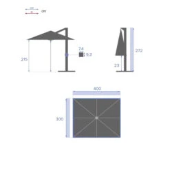 Parasol Décentré Eléa Inclinable Rectangulaire Ardoise Hespéride -Hespéride parasol decentre elea inclinable 3 4 ardoise hesperide 6