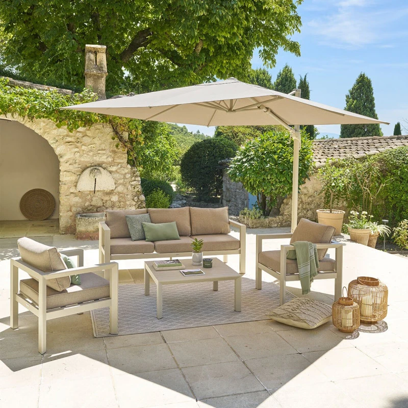 Parasol Décentré Melhia 3x3 M Oléfine Argile / Lin Hespéride 3 Parasol Décentré Melhia 3x3 M Oléfine Argile / Lin Hespéride