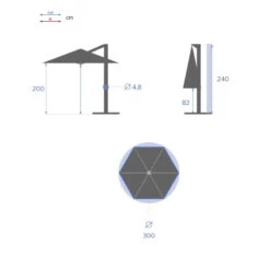Parasol Décentré Rond Manoa Grenade Hespéride -Hespéride parasol decentre rond manoa grenade hesperide 3