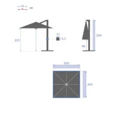 Parasol Déporté Carré Equador Ardoise Hespéride -Hespéride parasol deporte carre equador ardoise hesperide 1 7