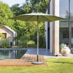 Parasol Droit Rond 2,7m Soya Vert Olive Hespéride