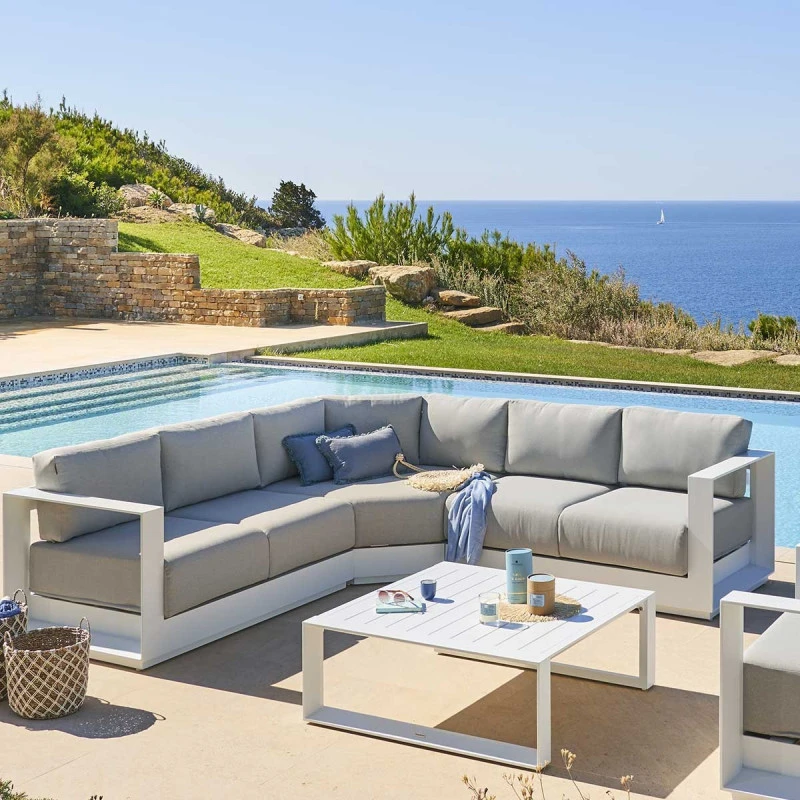 Salon D'angle 5 Places Allure Gris Minéral / Blanc Hespéride 3 Salon D'angle 5 Places Allure Gris Minéral / Blanc Hespéride