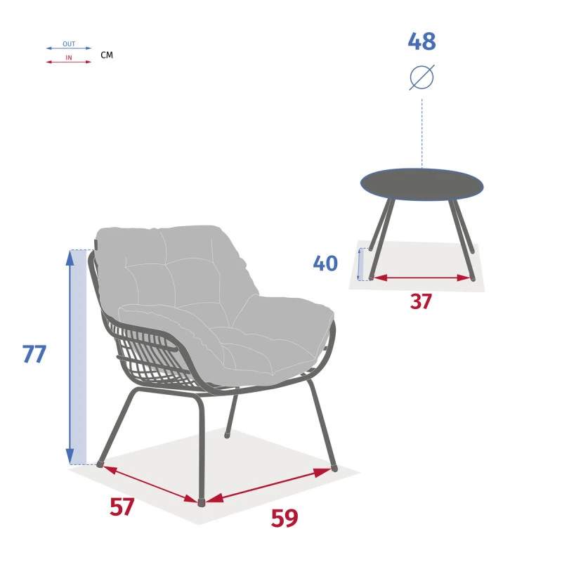 Salon De Jardin 2 Places Paopao Graphite Hespéride 6 Salon De Jardin 2 Places Paopao Graphite Hespéride – Image 4