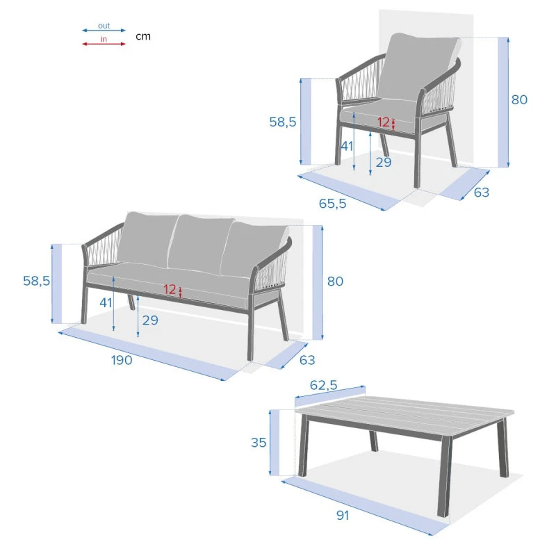 Salon De Jardin Oriengo 5 Places Brique/blanc Hespéride 6 Salon De Jardin Oriengo 5 Places Brique/blanc Hespéride – Image 4