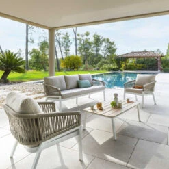 Salon De Jardin Oriengo 5 Places Taupe/blanc Hespéride