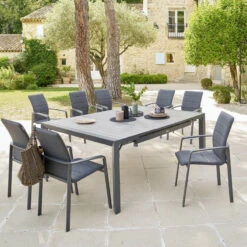 Table De Jardin Extensible Carrée Evasion Seigle Et Graphite Hespéride