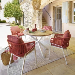 Table Extérieure Ronde 4 Personnes Blanc Oriengo Hespéride