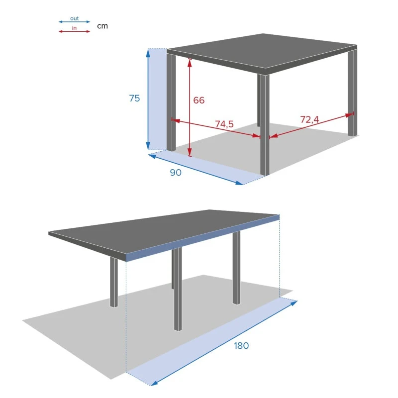 Table Piazza Extensible 8 Personnes Anthracite/graphite 6 Table Piazza Extensible 8 Personnes Anthracite/graphite – Image 5