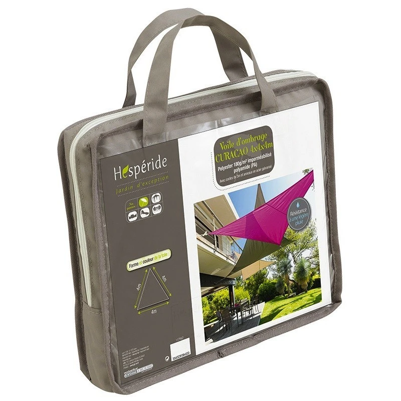 Toile Solaire 4x4x4m Curacao Taupe Hespéride 6 Toile Solaire 4x4x4m Curacao Taupe Hespéride – Image 4